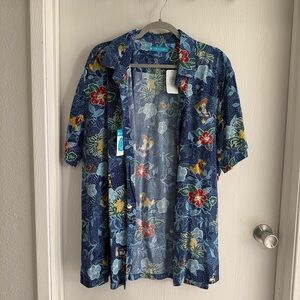 Tori Richard for Disney Aulani Blue and White Floral Shirt